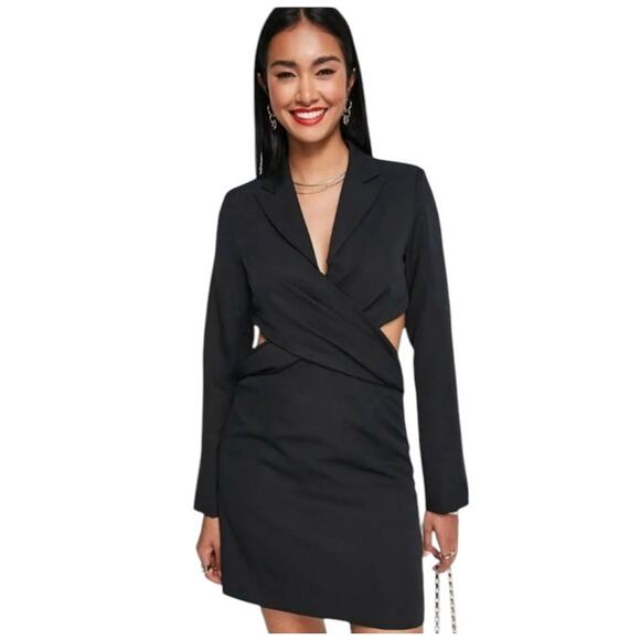 Extro & Vert Black Twist Front Blazer Skirt Dress Sz 12 - Picture 10 of 11